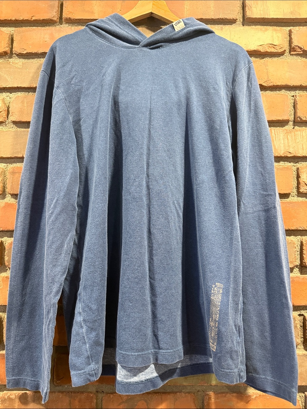 Men's Lightweight Blue Hooded Long-Sleeve Sweater shirt, vans